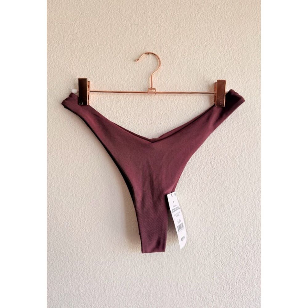 Cotton:On Body Dip Front High Side Brazilian Bikini Bottom in Plum Kiss S NWT